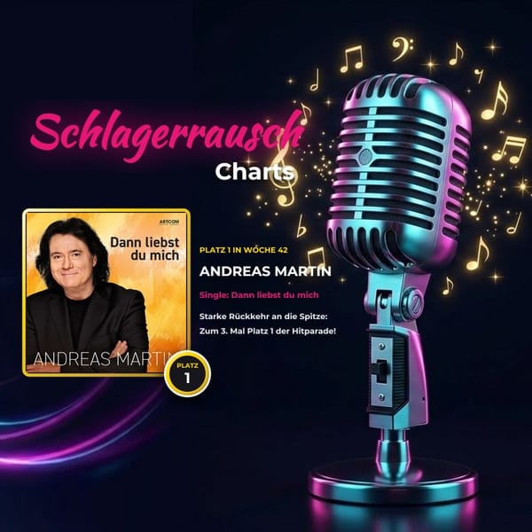 Schlagerrausch Charts Woche 42: Andreas Martin triumphiert zum zweiten Mal in Folge an der Spitze!